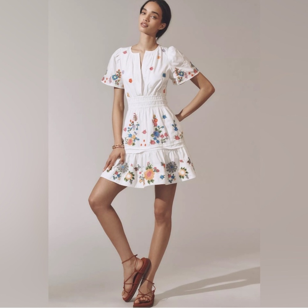 Anthropologie The Somerset Embroidered Mini Dress Size XS (worn once) - Picture 3 of 4